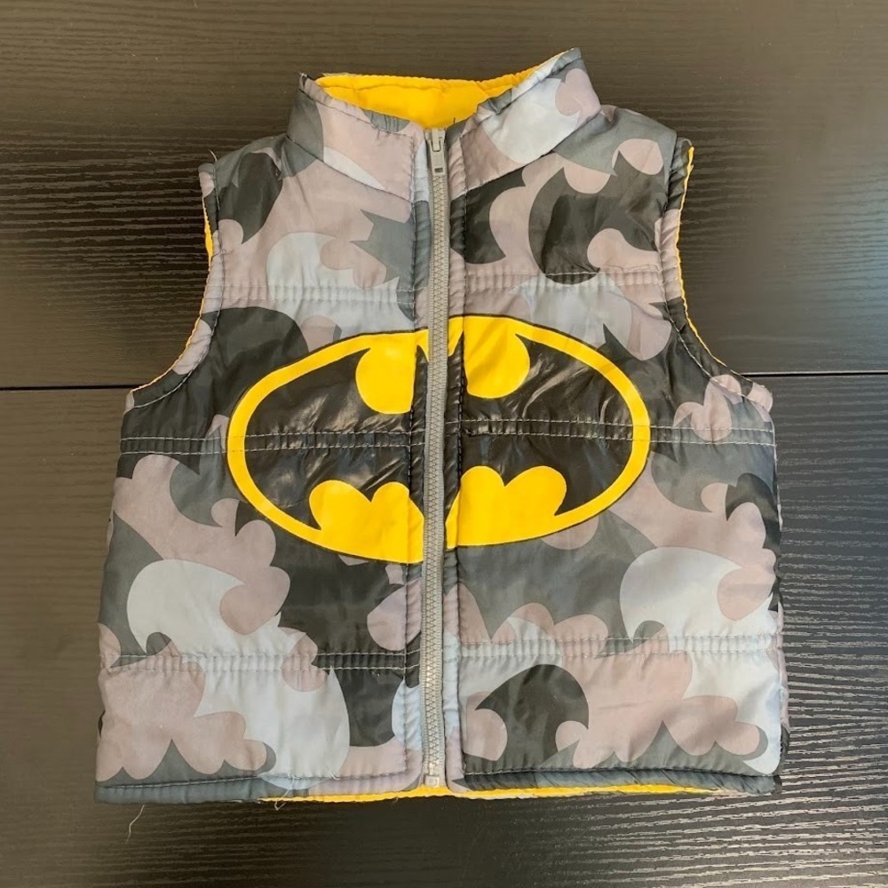Batman Full‎ Zip Puffer Vest Superhero Logo Baby Boy's 18 Months